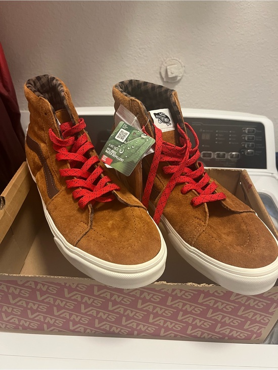 Vans Other - Vans Brown Suede High-Top Sneakers with Red Laces